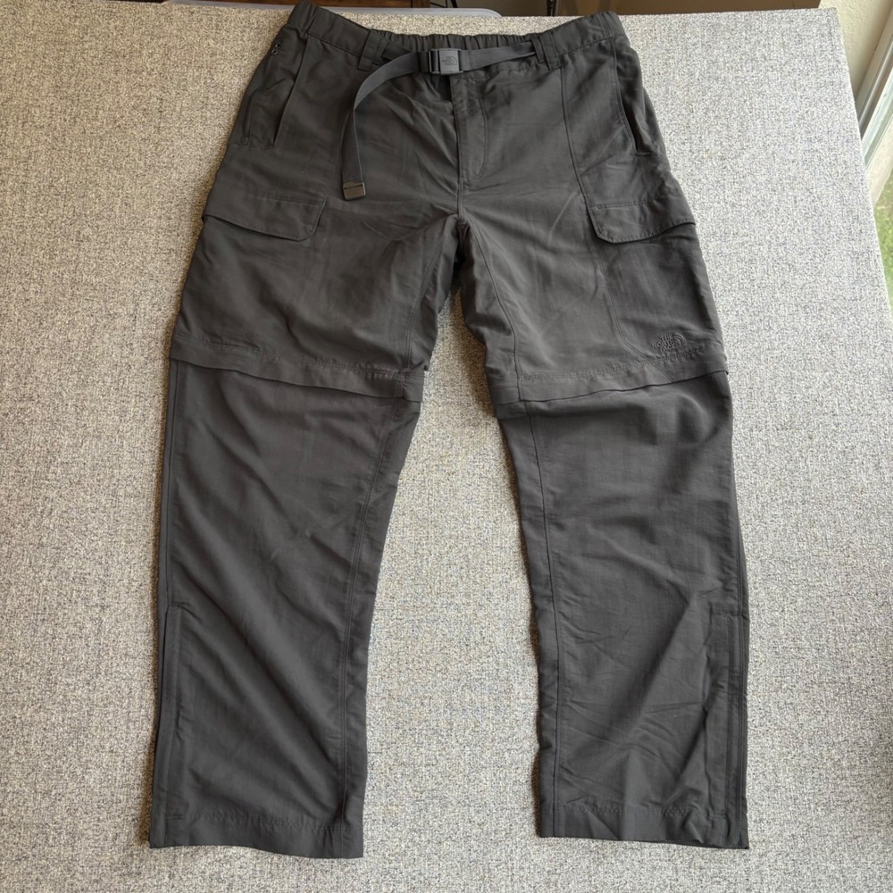 The North Face Paramount Convertible Pants Mens XL Gray Cargo Hiking Zip Off